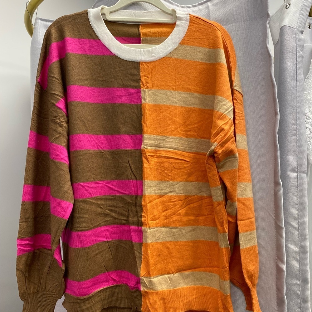 Striped Brown and Orange Sweater